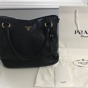 Prada Tote - Black Pebbled Leather